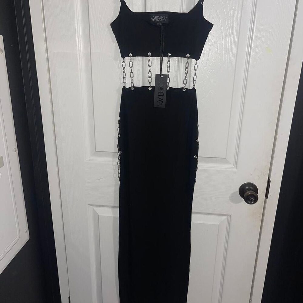Floor Length Dress w/ chains and slits Size XXS New